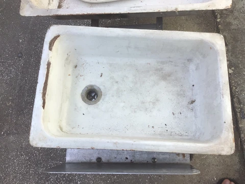 Antique Cast Iron Sink Super Heavy Enamel Industrial Farmhouse Vintage Lay in Cover