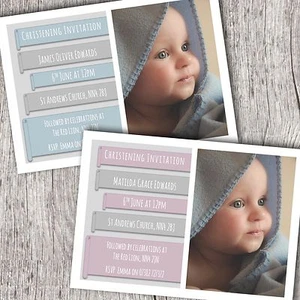 Personalised Photo Invitations ~ Christening ~ Baptism ~ Girl/Boy (D62) - Picture 1 of 3