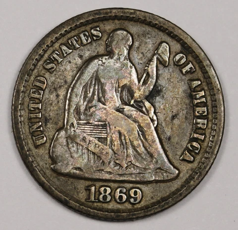 1869-s Liberty Seated Half Dime.  Fine.  161344 Cover