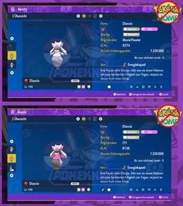 Diancie Shiny/ non shiny 6DV Lvl 100 EV/AP Set Pokemon Karmesin und Purpur - Bild 1 von 10