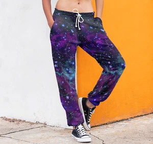 Unisex Classic Galaxy Cosmos Stars Planets Print Fleece Sweatpant Jogging Bottom - Picture 1 of 1