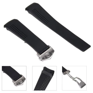22mm Black Silicone Rubber Band Strap For TagHeuer Carrera With Buckle - Picture 1 of 4