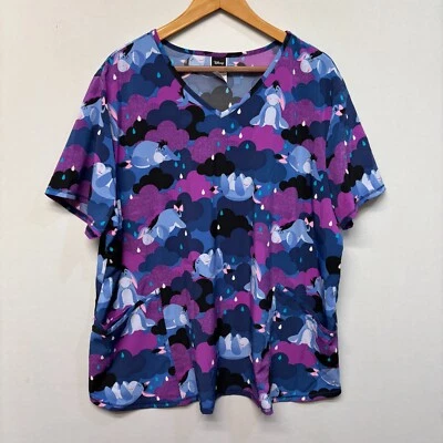 Disney Women Workwear Scrub Top Size 3XL Eeyore Allover Print B377 -23 - Image 1 of 4