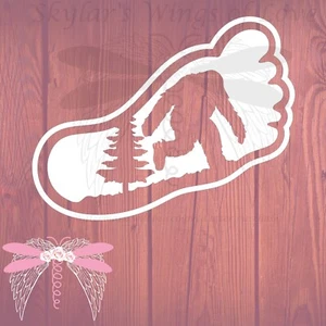 Bigfoot Vinyl Decal - Bigfoot Silhouette Inside of Foot with Tree #9 - Picture 1 of 2