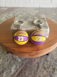 NBA Basketball Keychain LAKERS, Lebron James #23 - Picture 1 of 2