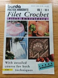 Vintage Filet Crochet Pattern Book Embroidery Chart Curtains Trim Burda Vol 1 #4 - Picture 1 of 11