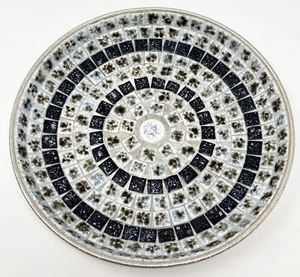 Vintage MCM Tiled Mosaic Decorative Plate Silver Metal Base  7 1/2" Diam. - Picture 1 of 2