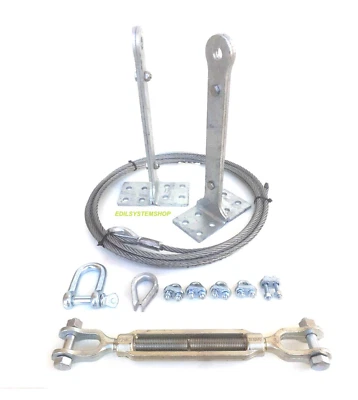 C.S.C. LINEA VITA TETTO 6 MT. COMPLETA DI 2 PALI BASE PIANA H 40 CM. E KIT FUNE