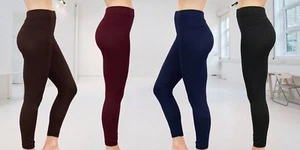 NEW WOMEN LADIES THICK WINTER THERMAL LEGGINGS FLEECE LINING SIZE 8-16 - Picture 1 of 8