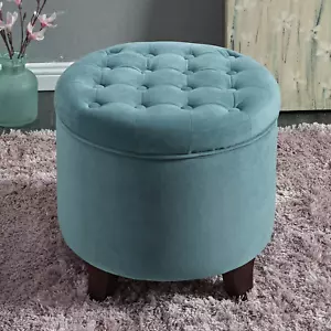 Home Decor | Upholstered Round Velvet Tufted Foot Rest Ottoman | Ottoman with... - Picture 1 of 11