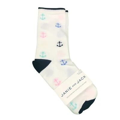 Janie and Jack Niños Niñas Calcetines Crew Anclas Náuticas Blanco 6-8 Foto 1 de 2