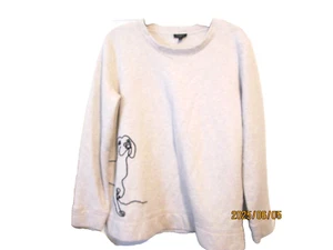 Talbots Light Ivory with Embroidered Dog Sweatshirt, Petite Large - Picture 1 of 6