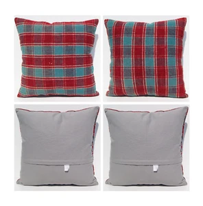 Handmade Turkish Kilim Pillow Cover 18"x18" Checkered Pattern Rustic Home Decor - Picture 1 of 7