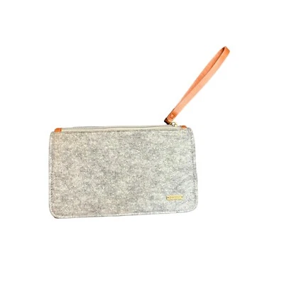 Charlie Paige Wristlet Clutch Purse With Zipper - Gray & Orange - 8.5" x 5" - Image 1 of 4