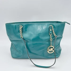 Michael Kors Damen Jadegrün Leder Schultertasche Handtasche Kette Kreis Logo - Bild 1 von 6