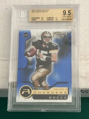 2001 Quantum Leaf Drew Brees Rookie #202 BVG 9.5 Mint!! (POP 88) - Image 1 of 2
