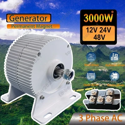3KW 12V 24V 48V Three-Phase Synchronous 1000rpm Permanent Magnet Wind Generator - Image 1 of 4