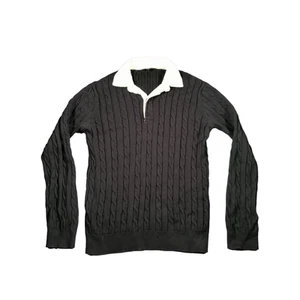 Camisa Polo De Rugby Gant Jumper Mediana Negra De Punto Cable Grueso Vintage Y2K - Imagen 1 de 13