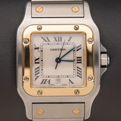 Reloj Santos de Cartier Galbée esfera blanca 29 mm oro y acero inoxidable 187901 Foto 1 de 4