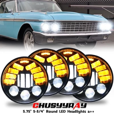 S+ FOR Ford Galaxie 500 1962-1974 5.75" 5-3/4inch Round LED Headlights Upgrade - Image 1 of 4