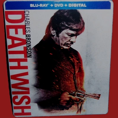 NEW RARE OOP CHARLES BRONSON DEATH WISH BLU RAY & DVD MOVIE STEELBOOK 1974 - Image 1 of 3