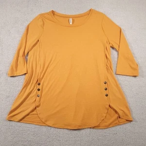 Zenana Shirt Women's Size 3X Plus Size Knit Stretchy Tunic Orange Side Buttons - Picture 1 of 13
