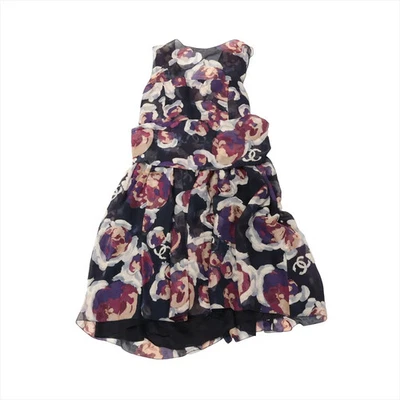 Женское шелковое платье без рукавов Chanel Coco Mark 10C 42 фиолетовое P37299V26500 Camel - Изображение 1 из 4