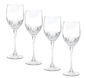 (4) Wedgwood Vera Wang Lariat 11oz Wine Glasses Crystal Stemware Set - Picture 1 of 1