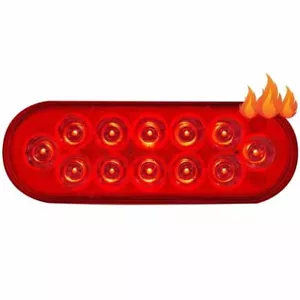 Luz trasera ovalada de 6 pulgadas 12 LED de parada/giro con lente térmica - LED rojo/lente roja - Imagen 1 de 2