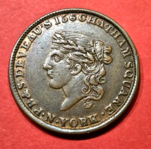 (Pgasteelers1) Hard Times Token NY. NY City 1837 P. B. & S.Deveau's HT#250 CU🌠 - Bild 1 von 2