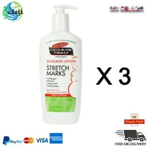 3 X Palmer's Formula Burro di Cacao Lozione Massaggiante per Smagliature, 250ml - Foto 1 di 4