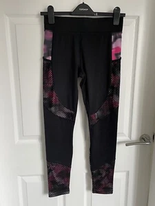 Ladies Black Pink Mix NEW LOOK Active Sports Leggings Side Pockets - Size Small - Picture 1 of 16