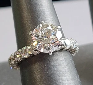 6 Carat Diamond Eternity Engagement Ring Hearts And Arrows 14k White Gold Size 7 - Picture 1 of 18