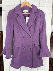 :Miss Selfridge NWT Women’s Size 4 Coat Purple Lined Dbl Breasted - Picture 1 of 9