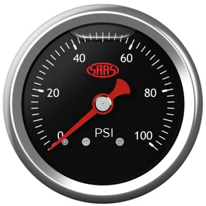 Genuine SAAS SG100B Black Face Gauge Liquid Filled Fuel Pressure 0 > 100 PSI EFI - Picture 1 of 8