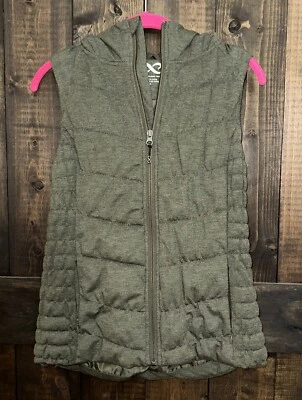 Be By Blanc Noir Womens Small Down Hooded Vest Puffer Quilted Olive Green EUC - Image 1 of 4