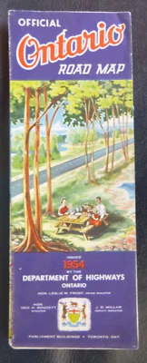 1954 Ontario official  road map Canada Province - Image 1 of 4