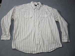 Resistol Camicia Uomo 2XL Beige Rigato Perla Snap Western Manica Lunga Rodeo - Foto 1 di 9