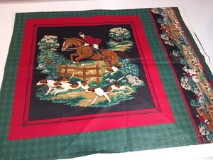 FOX HUNT HORSE EQUESTRIAN THEME FABRIC - Picture 1 of 8