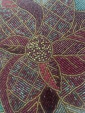 Cynthia Rowley NEW Multi Color Round Beaded Placemat 15” CHARGER Poinsettias