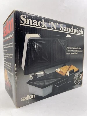 NIB Vintage 1999 Salton Snack 'N' Sandwich Maker SA-10 Black - Image 1 of 4