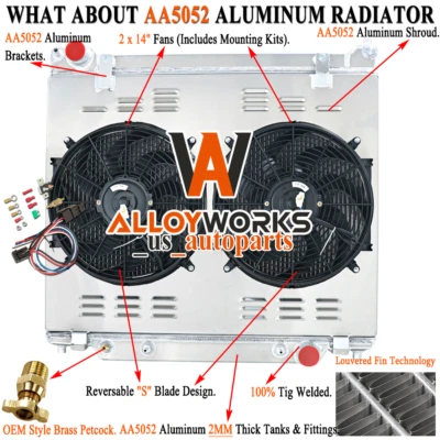 Fit Ford 1997-2014 E150/250/350/450 Econoline 6.8 7.3L 3 Row Radiator Shroud Fan Foto 1 de 4