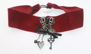 Discontinued Alchemy Gothic St Cyr's Delight Choker Necklace P587 Velvet Corset - Picture 1 of 6