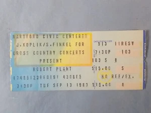 9-13-83 1983 ROBERT PLANT Vtg Concert Ticket Stub Hartford Civic Center Ct - Picture 1 of 2
