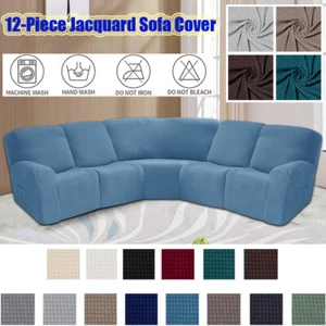 Jacquard Recliner Sofa Cover Stretch 5 Seats Corner Sectional Couch Slipcovers - Picture 1 of 117
