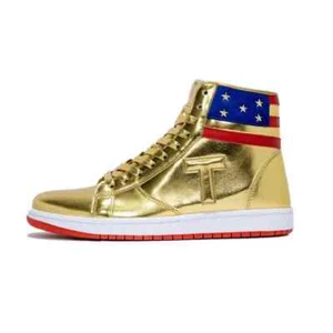 Donald T Gold Shoes Maga 2025 Never Surrender High Tops Sneakers No Box - Picture 1 of 24