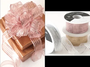 Christmas Wired Jazz Metallic Ribbon Widths 25mm and 40mm Berisfords - Picture 1 of 16