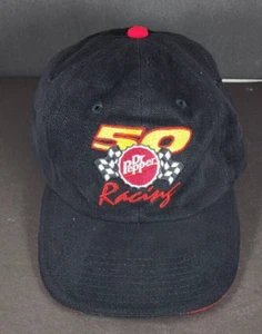 Vintage Nascar Dr Pepper #50 Racing Black Red Strapback Hat Cap - Picture 1 of 12