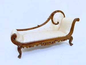 Dollhouse Miniature Wooden Walnut Louis Phillipe Chaise - Picture 1 of 4