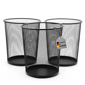 3 Stück Papierkorb Mülleimer Papiereimer schwarz 20L Draht Mülleimer Büro - Bild 1 von 6